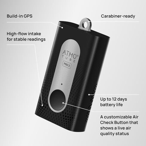 Atmotube PRO 2 Battery Powered Portable Outdoor and Indoor Professional Air Quality Monitor [PM, CO2, VOCs, NOx, Temperature, Humidity and Barometric Pressure Tester], Pollution Meter in Kuwait