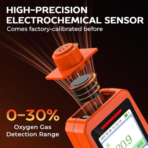 Portable Oxygen Detector, Rechargeable O2 Monitor with Sound, Light, Vibration Alarms, Oxygen Air Quality Meter Measures Temperature & Humidity for Indoor Outdoor Use in Kuwait