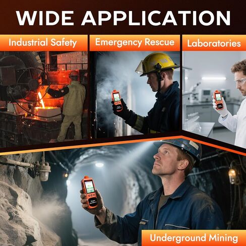 Portable Oxygen Detector, Rechargeable O2 Monitor with Sound, Light, Vibration Alarms, Oxygen Air Quality Meter Measures Temperature & Humidity for Indoor Outdoor Use in Kuwait