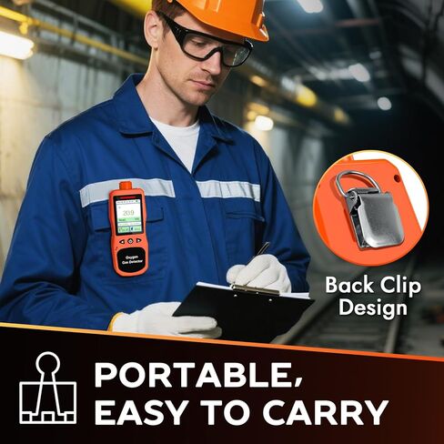 Portable Oxygen Detector, Rechargeable O2 Monitor with Sound, Light, Vibration Alarms, Oxygen Air Quality Meter Measures Temperature & Humidity for Indoor Outdoor Use in Kuwait