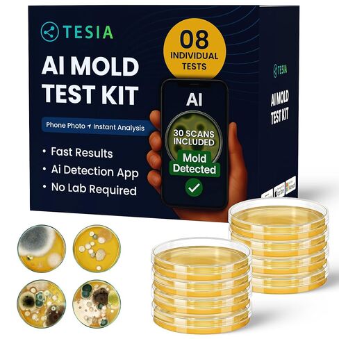 Mold Test Kit for Home with AI Mold Detection, 8 Petri Dish Tests, Includes 30 AI Scans, Home Surfaces and Indoor Air Quality Testing Kits, Black Mold Testing kit, Fast Analysis, No Lab Required in Kuwait