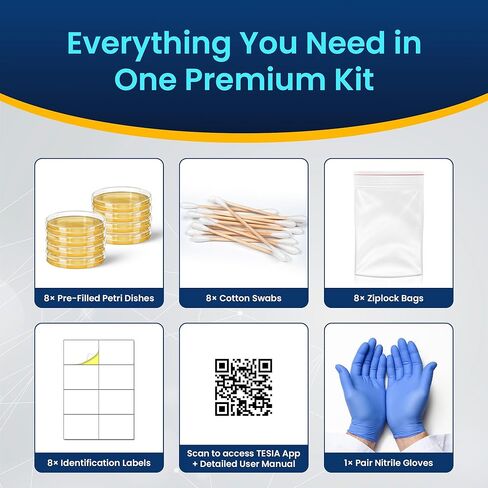 Mold Test Kit for Home with AI Mold Detection, 8 Petri Dish Tests, Includes 30 AI Scans, Home Surfaces and Indoor Air Quality Testing Kits, Black Mold Testing kit, Fast Analysis, No Lab Required in Kuwait