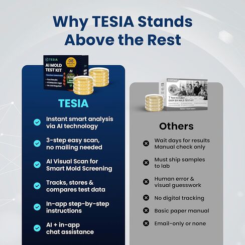 Mold Test Kit for Home with AI Mold Detection, 8 Petri Dish Tests, Includes 30 AI Scans, Home Surfaces and Indoor Air Quality Testing Kits, Black Mold Testing kit, Fast Analysis, No Lab Required in Kuwait