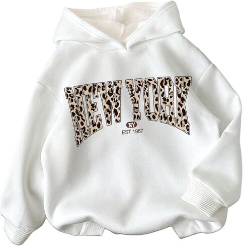 Girl's Cheetah Leopard Hoodies Long Sleeve Hooded Sweatshirts Pullover Tops Preppy Cute Clothes in Saudi Arabia