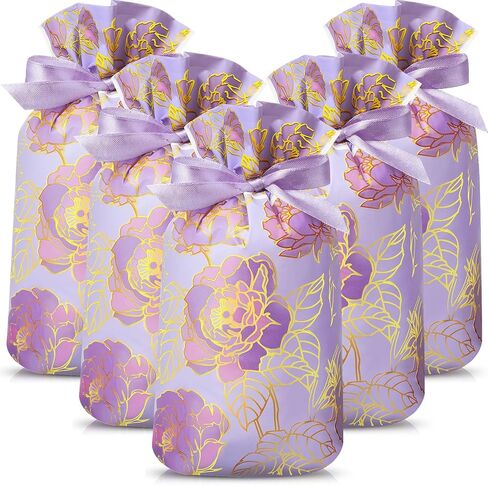 Pasimy 50 Pcs Gold Rose Gift Bags Rose Drawstring Bags Floral Favor Bags Gold Plastic Goody Bagsgold Rose Drawstring Treat Bags for Women Girl Kids Mother Birthday Party Supplies in Kuwait