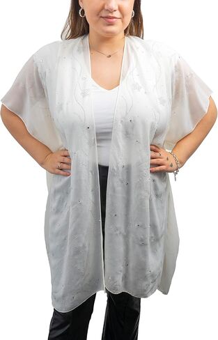 Jessica McClintock Rose Chain Print Rhinestone Beach Cover Up Swimsuit Sheer Kimono Cardigan in Kuwait