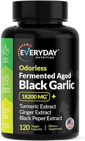 Odorless Fermented Aged Black Garlic Extract with Turmeric Complex, Ginger, Black Pepper Extract, 120 Veggie Capsules in Saudi Arabia