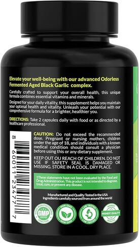 Odorless Fermented Aged Black Garlic Extract with Turmeric Complex, Ginger, Black Pepper Extract, 120 Veggie Capsules in Saudi Arabia