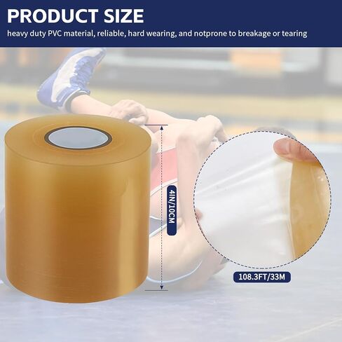 12 لفة مقاس 4 بوصات × 84 بوصة من الفينيل للمصارعة شديدة التحمل من مادة PVC الشفافة غطاء لأرضيات صالة الألعاب الرياضية للمصارعة، جيو جيتسو، الحصير والتمرين in Kuwait