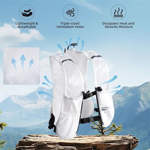 Hydration Backpack for Women Men, Lightweight Running Vest with 1.5L Water Bladder, Breathable Water Backpack for Hiking Running Cycling Climbing-White/Black in Saudi Arabia