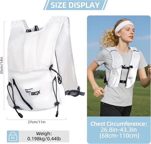 Hydration Backpack for Women Men, Lightweight Running Vest with 1.5L Water Bladder, Breathable Water Backpack for Hiking Running Cycling Climbing-White/Black in Saudi Arabia