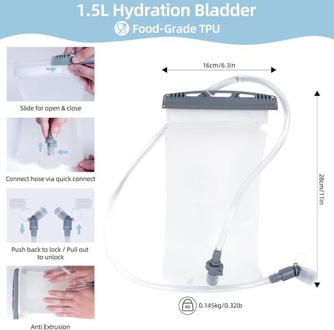 Hydration Backpack for Women Men, Lightweight Running Vest with 1.5L Water Bladder, Breathable Water Backpack for Hiking Running Cycling Climbing-White/Black in Saudi Arabia