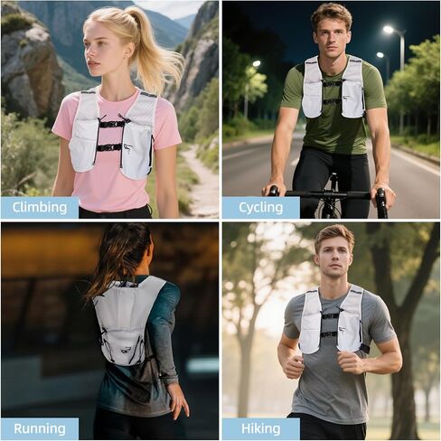 Hydration Backpack for Women Men, Lightweight Running Vest with 1.5L Water Bladder, Breathable Water Backpack for Hiking Running Cycling Climbing-White/Black in Saudi Arabia