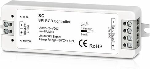 5-24VDC RF SPI LED Controller DMX512 Signal Output Compatible with 37 Types of Driver IC SC for RGB/RGBW LED Light Strips in Saudi Arabia