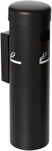 Wall-Mounted Cigarette Receptacle – 12 3/4" Outdoor Ash Disposal Tube with Push-Button Emptying – Weather-Resistant Smoker Pole for Restaurants, Bars & Convenience Stores (Black) in Saudi Arabia