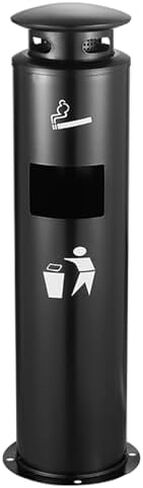 Stainless Steel Outdoor Ashtray with Trash Can, Heavy-Duty Cigarette Disposal for Patio & Garden, Waterproof Commercial Metal Ashtray - Silver Finish in Saudi Arabia