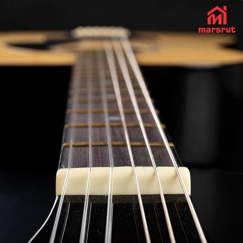 4pcs 43mm Guitar Nut, Bone Nut for Electric Guitar, Compatible with 6 String Les Paul SG ES Tele Strat Style Electric Guitars, Pre-slotted Flat Bottom Buffalo Bone Bridge Nuts Replacement, Beige Color in Saudi Arabia