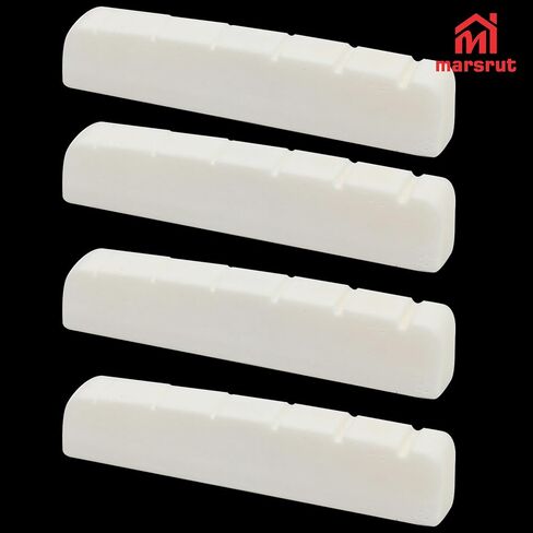 4pcs 43mm Guitar Nut, Bone Nut for Electric Guitar, Compatible with 6 String Les Paul SG ES Tele Strat Style Electric Guitars, Pre-slotted Flat Bottom Buffalo Bone Bridge Nuts Replacement, Beige Color in Saudi Arabia