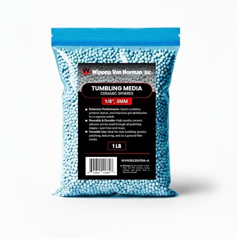 وينونا فان نورمان كرات سيراميك صغيرة (1 رطل) | وسائط دائرية مقاس 3 مم (1/8 بوصة) لتلميع الصخور والمعادن | حشو غير كاشط قابل لإعادة الاستخدام للبهلوانات | يقلل من الضوضاء والكسر in Kuwait