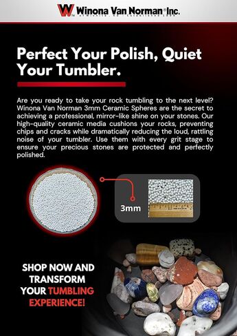 وينونا فان نورمان كرات سيراميك صغيرة (1 رطل) | وسائط دائرية مقاس 3 مم (1/8 بوصة) لتلميع الصخور والمعادن | حشو غير كاشط قابل لإعادة الاستخدام للبهلوانات | يقلل من الضوضاء والكسر in Kuwait