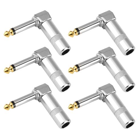 6 Pcs 1/4 Inch 90 Degree Right Angle Plug, 6.35mm TS Mono Male Audio Connector, for Guitar Speaker Microphone Cable Soldering Repair Nickel Plated Brass Construction in Saudi Arabia