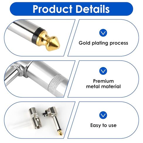 6 Pcs 1/4 Inch 90 Degree Right Angle Plug, 6.35mm TS Mono Male Audio Connector, for Guitar Speaker Microphone Cable Soldering Repair Nickel Plated Brass Construction in Saudi Arabia