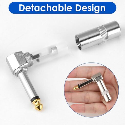 6 Pcs 1/4 Inch 90 Degree Right Angle Plug, 6.35mm TS Mono Male Audio Connector, for Guitar Speaker Microphone Cable Soldering Repair Nickel Plated Brass Construction in Saudi Arabia