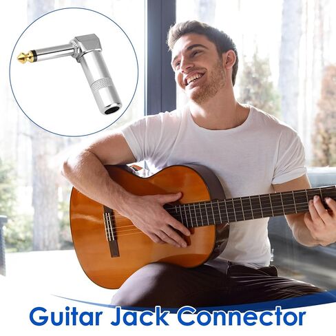 6 Pcs 1/4 Inch 90 Degree Right Angle Plug, 6.35mm TS Mono Male Audio Connector, for Guitar Speaker Microphone Cable Soldering Repair Nickel Plated Brass Construction in Saudi Arabia