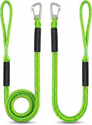 2 حزمة من خطوط رصيف بنجي بطول 4 أقدام مع 316 مشبكًا من الفولاذ المقاوم للصدأ، حبال رسو بحرية مرنة ممتصة للصدمات/ربط للقوارب، جت سكي، الكاياك، العائم، ملحقات PWC، قوة كسر 2200 رطل in Kuwait