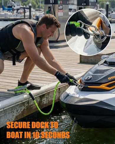 2Pack 4 FT Bungee Dock Lines with 316 Stainless Clips, Shock-Absorbing Elastic Marine Mooring Ropes/Tie Downs for Boat, Jet Ski, Kayak, Pontoon, PWC Accessories, 2200LB Breaking Strength in Saudi Arabia