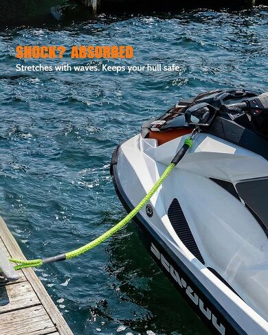 2Pack 4 FT Bungee Dock Lines with 316 Stainless Clips, Shock-Absorbing Elastic Marine Mooring Ropes/Tie Downs for Boat, Jet Ski, Kayak, Pontoon, PWC Accessories, 2200LB Breaking Strength in Saudi Arabia