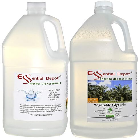 جليسرين نباتي من مستودع أساسي (مشتق من النخيل الحلال والمقبول من RSPO) 1 جالون + بروبيلين جليكول - دستور الأدوية الأمريكي - موافق للشريعة اليهودية - 2 × 1 جالون - حاوية HDPE محكمة الغلق بأمان مع غطاء قابل للإغلاق in Kuwait