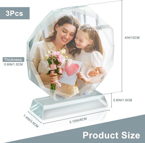 3 Pack Sublimation Blanks Crystal Picture Frames, Octagonal Acrylic Trophies for DIY Heat Transfer, 4x4 Inch Clear Glass Award Plaques for Personalized Gifts, Tabletop Decor for Golf Tournaments & Parties in Saudi Arabia