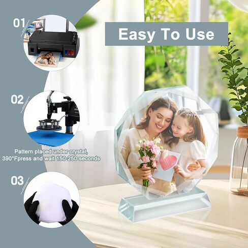 3 Pack Sublimation Blanks Crystal Picture Frames, Octagonal Acrylic Trophies for DIY Heat Transfer, 4x4 Inch Clear Glass Award Plaques for Personalized Gifts, Tabletop Decor for Golf Tournaments & Parties in Saudi Arabia