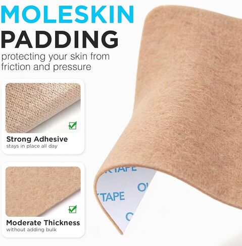 OK TAPE Moleskin Pads, Blister Prevention Padding, 8 Count, Cushioning & Pain Relief, Long Lasting Mole Skin Patch for Feet and Shoes, 3.5inchX4inch (Beige) in Saudi Arabia