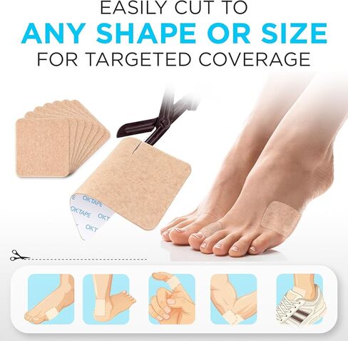 OK TAPE Moleskin Pads, Blister Prevention Padding, 8 Count, Cushioning & Pain Relief, Long Lasting Mole Skin Patch for Feet and Shoes, 3.5inchX4inch (Beige) in Saudi Arabia
