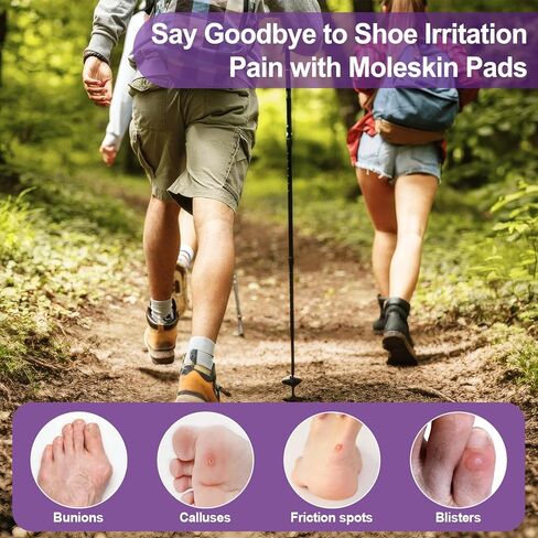 114 قطعة من وسادات منع الالتصاق للبثور للقدمين، 12 شكلًا من القطن الناعم ملصقات شريطية من الجلد الخلد شرائط مولسكين للقدمين وبطانة الكعب وأحذية المشي لمسافات طويلة تقلل من آلام الاحتكاك in Kuwait