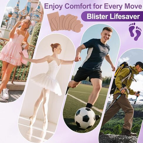 114 قطعة من وسادات منع الالتصاق للبثور للقدمين، 12 شكلًا من القطن الناعم ملصقات شريطية من الجلد الخلد شرائط مولسكين للقدمين وبطانة الكعب وأحذية المشي لمسافات طويلة تقلل من آلام الاحتكاك in Kuwait