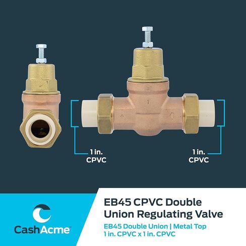 Cash Acme EB45 Pressure Regulating Valve, Double Union, 1 Inch CPVC, Metal Top, 60 PSI, PVA20M-DUVC-60 in Saudi Arabia