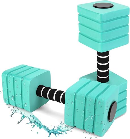 أوزان المياه لتمرين حمام السباحة، 2 حزمة، معدات رياضية مائية مربعة من YECERCAN للياقة البدنية والتدريبات في حمام السباحة، دمبل ماء رغوي EVA كثيف لفقدان الوزن وشكل الجسم والأنشطة المائية in Kuwait