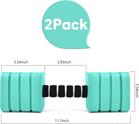 أوزان المياه لتمرين حمام السباحة، 2 حزمة، معدات رياضية مائية مربعة من YECERCAN للياقة البدنية والتدريبات في حمام السباحة، دمبل ماء رغوي EVA كثيف لفقدان الوزن وشكل الجسم والأنشطة المائية in Kuwait