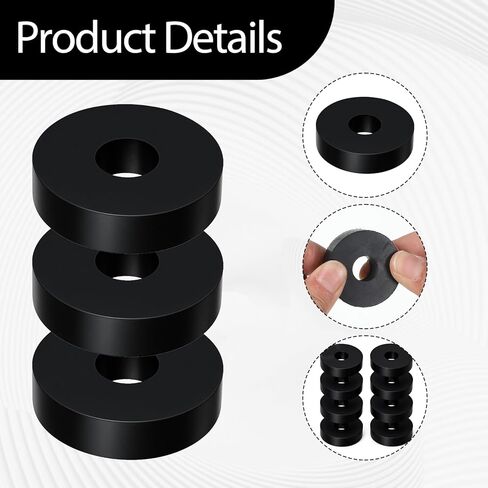 Rubber Spacers, 8 Pcs Thick Rubber Washers 1.5 Inch OD 0.5 Inch ID 0.4'' Thick Mechanical Anti Vibration Pads Anti-Noise Washers for Bolts, Car, Boat, Faucet in Saudi Arabia