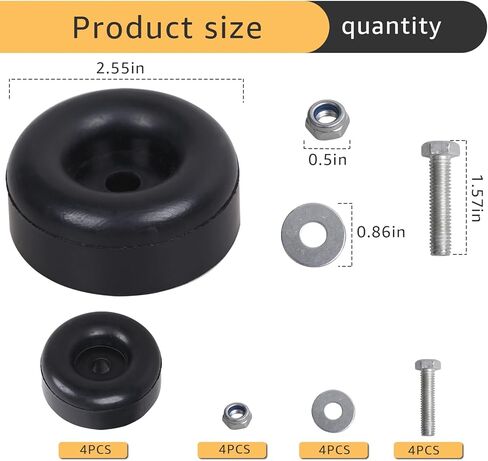 قدم مطاطية مضادة للاهتزاز شديدة التحمل 1 × 2.5 بوصة 4 عبوات تناسب مولدات ممتص الصدمات للمقطورة غسالات الضغط وضواغط الهواء in Saudi Arabia