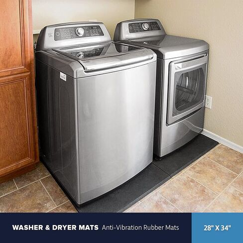 IncStores 1/2 Inch Thick Laundry Machine Anti Vibration Mat | Extra Thick Rubber Mat for Washer and Dryer Floor Protection Made from Non-Porous Recycled Material | 28" x 34", 1 Mat Black in Kuwait