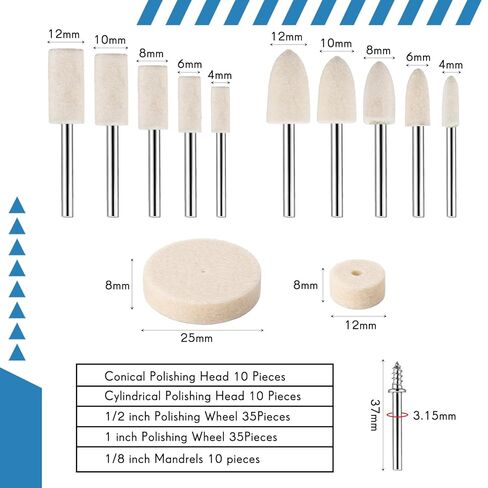 133 Pcs Sanding Drums Polishing Buffing Wheels with 1/8" Shank and Polishing Compounds Set Compatible with Dremel Tool Accessories for Plastic Wood Metal Grinding Jade Polish 180-2000 Grits in Kuwait