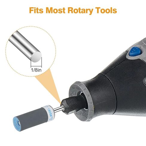SUNJOYCO 40 PCS Sanding Drums for Rotary Tool, 1/8 Inch Shank Sanding Bits, 180-2000 Grit Aluminum Oxide Sander Sleeves for Metal, Wood, Plastic, Jewelry, DIY Projects in Saudi Arabia