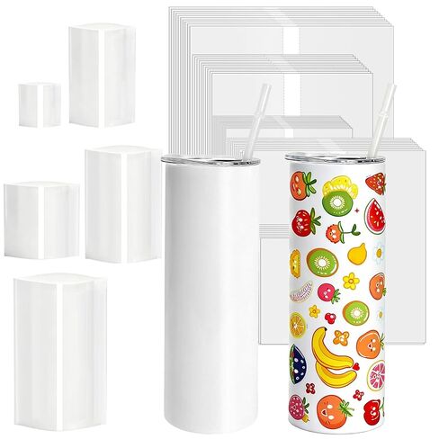 100 قطعة من Tosnail أكمام ملفوفة بالانكماش الحراري، أغلفة أكياس بيضاء قابلة للانكماش مقاومة للحرارة، أنبوب كم تصعيد فارغ للأكواب، 9 × 14 بوصة، 8 × 8 بوصة، 7 × 11 بوصة، 5 × 10 بوصة، 3 × 4 بوصة in Kuwait