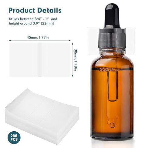 200Pcs Shrink Wrap for Bottles, 45×30mm Shrink Wrap Bands for Essential Oil Bottle Dropper Bottle, PVC Bottle Seals with Two Easily-Torn Line(Diameter 3/4 to 1 Inch) in Kuwait