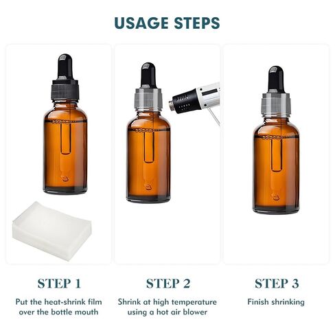 200Pcs Shrink Wrap for Bottles, 45×30mm Shrink Wrap Bands for Essential Oil Bottle Dropper Bottle, PVC Bottle Seals with Two Easily-Torn Line(Diameter 3/4 to 1 Inch) in Kuwait