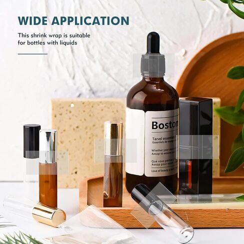 200Pcs Shrink Wrap for Bottles, 45×30mm Shrink Wrap Bands for Essential Oil Bottle Dropper Bottle, PVC Bottle Seals with Two Easily-Torn Line(Diameter 3/4 to 1 Inch) in Kuwait